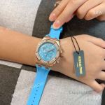 High Quality Replica AUDEMARS PIGUET Royal Oak Different Colors rubber Strap Different Colors Face Dial Diamond-Set Octagonal Stainless Steel Bezel Lady Watch 37mm